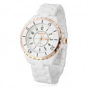 Хронограф Женщин кварцевые аналоговые Выпускной Белый циферблат керамические наручные часы Band (Большой)