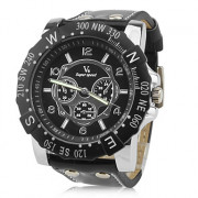 Казуальные мужские аналоговые кварцевые наручные часы  с ремешком из кожзама (черные)