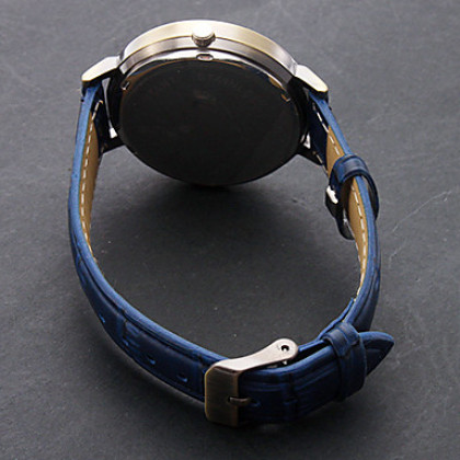 Китайский стиль PU женщин Аналоговые кварцевые наручные часы (синий)