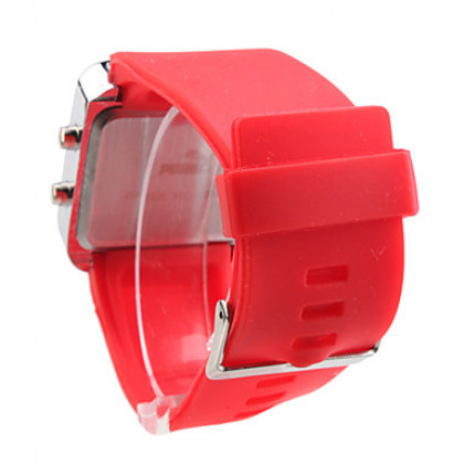 Красный светодиод пары цифровых квадратный корпус силиконовой лентой наручные часы (1-парный, синий и красный)