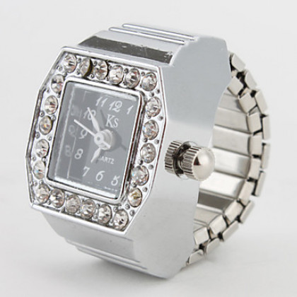 кристалл квадратный женщин сплав стиля аналоговые кварцевые часы кольцо (разных цветов)