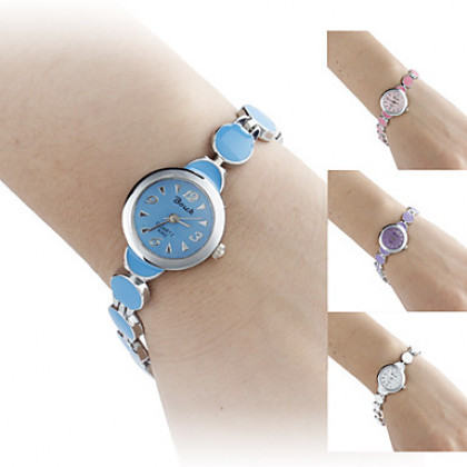 Круг женский стиль сплава аналоговые кварцевые часы браслет (разных цветов)