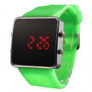 Квадратные светодиодные часы унисекс, зеленые