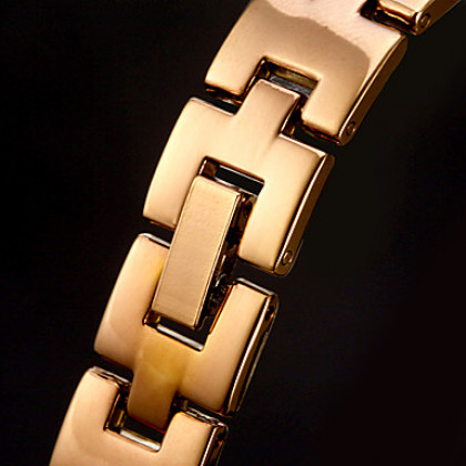 Квадратный узор Женские стали аналоговые кварцевые часы браслет (бронза)