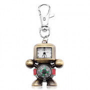 Кварцевые аналоговые часы-брелок  унисекс в стиле робота из сплава с белым циферблатом и с компасом