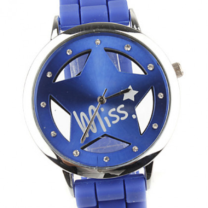 Кварцевые аналоговые пары полые звезда стиля набора силиконовой лентой наручные часы (синий и красный)