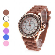 Кварцевые аналоговые женщин Алмазный декор силиконовой лентой наручные часы (разных цветов)