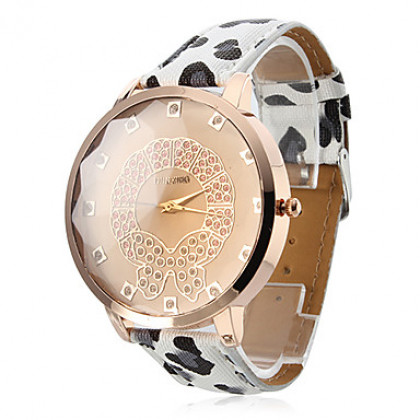 Кварцевые аналоговые Женская Кристалл инкрустированные набора наручные часы с белым кожа Band