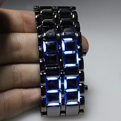лава стиль синий светодиод цифровые часы пара (серебро)