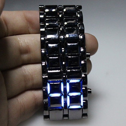 лава стиль синий светодиод цифровые часы пара (серебро)