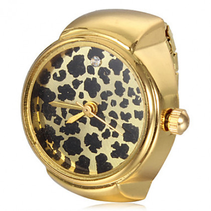 Leopard Женские печати золотой узор Сплав Кварцевые часы Кольцо