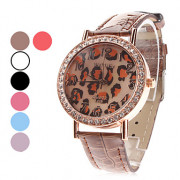 леопарда женщин печати набора PU Группа Кварцевые аналоговые наручные часы (разных цветов)