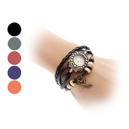 летающие сердца женщин старинных случае Кожаный ремешок кварцевые аналоговые часы браслет (разных цветов)