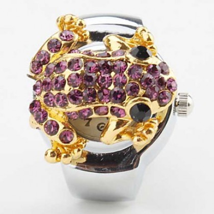 Лягушка женщин дизайн сплава аналоговый кольцо кварцевые часы (разных цветов)