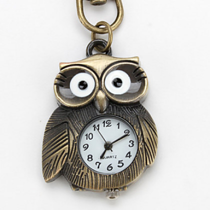 милая сова унисекс сплава аналоговые кварцевые часы брелок (бронза)