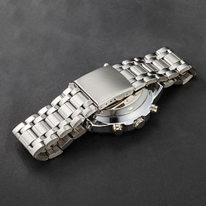 Многофункциональный Мужская аналого-цифрового Круглый циферблат Стальной браслет кварцевые аналоговые наручные часы (разных цветов)