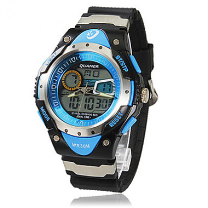 Многофункциональный Мужская аналого-цифрового набора металлический каркас Резиновая лента Кварцевые наручные часы LCD (разных цветов)