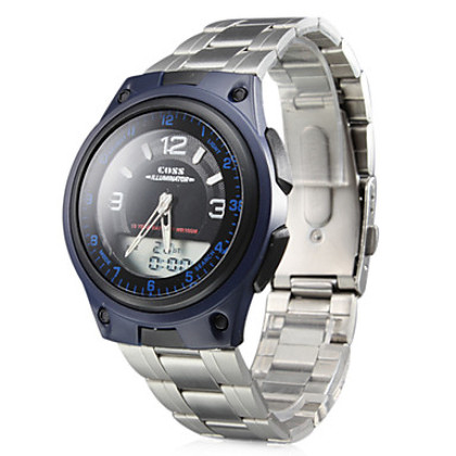 Многофункциональный мужской Стиль сплава Автоматическое аналого-цифровые наручные часы (серебро)