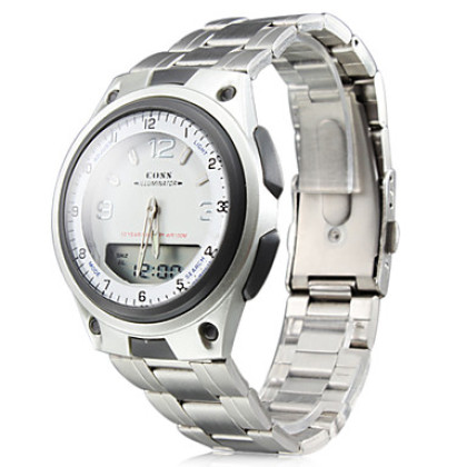 Многофункциональный мужской Стиль сплава Автоматическое аналого-цифровые наручные часы (серебро)