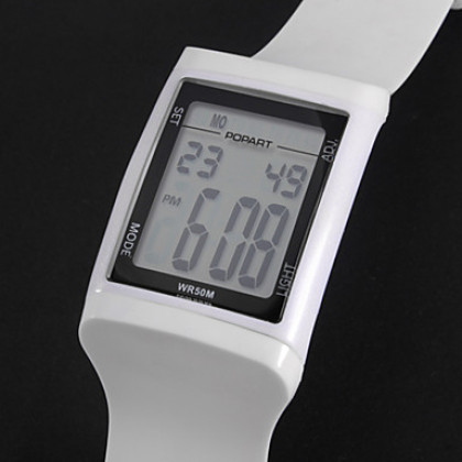 Многофункциональный Прямоугольник мужские светодиодный цифрового набора Rubber Band наручные часы (разных цветов)