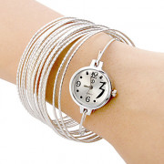 Многожильных женские Кольца Браслеты дизайн Белый циферблат кварцевые аналоговые наручные часы (разных цветов)