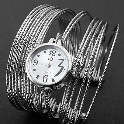 Многожильных женские Кольца Браслеты дизайн Белый циферблат кварцевые аналоговые наручные часы (разных цветов)