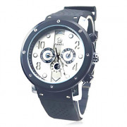 Мода Автоматическая Мужские механические часы 6 рук каучуковый ремешок наручные часы