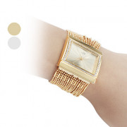 модные алмаз женщин сплав стиля аналоговые кварцевые наручные часы браслет (золото)