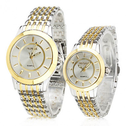 Модные аналоговые часы для нее и для него (серебристые и золотистые)