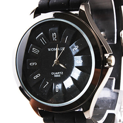 Модные кварцевые часы с черным силиконовым ремешком