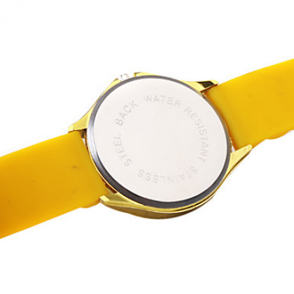Модные кварцевые часы с желтым силиконовым ремешком