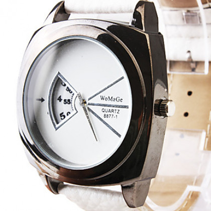 модные кварцевые наручные часы с белой полосы Кожа PU
