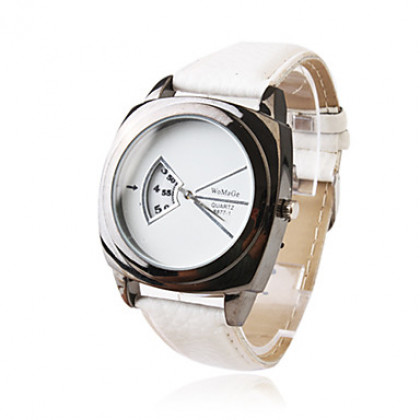 модные кварцевые наручные часы с белой полосы Кожа PU