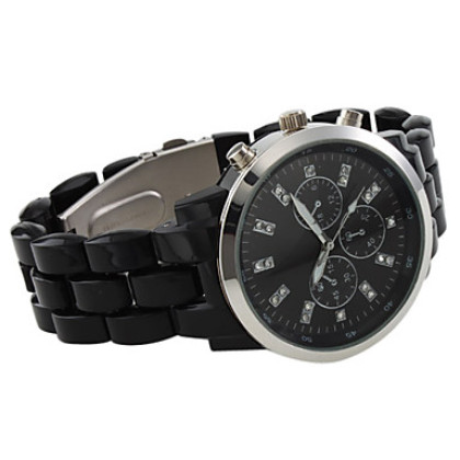 модные кварцевые наручные часы с черным пластиковым группы