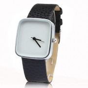 модные кварцевые наручные часы с черным пу группы