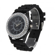 модные кварцевые наручные часы с черными полосами силиконовые