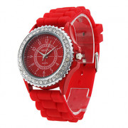 модные кварцевые наручные часы с группой силиконовый красный