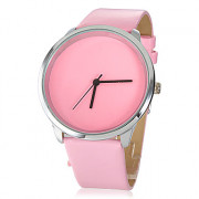 Модные кварцевые наручные часы с розовым ремешком из кожзама