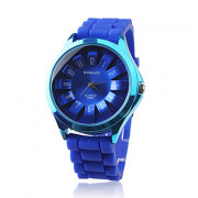 модные кварцевые наручные часы с синей полосой силиконовые