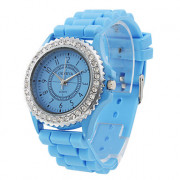 модные кварцевые наручные часы с синей полосой силиконовые