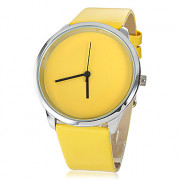 Модные кварцевые наручные часы с желтым ремешком из кожзама