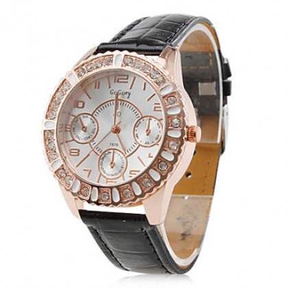 модные женщины алмаз стиль Кожа PU аналоговые кварцевые наручные часы (разных цветов)