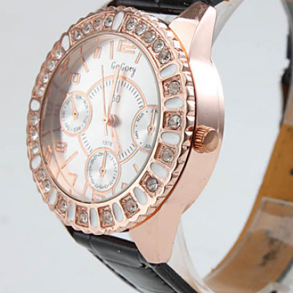 модные женщины алмаз стиль Кожа PU аналоговые кварцевые наручные часы (разных цветов)