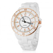 Модные женские керамические Аналоговые кварцевые наручные часы (белый)