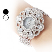 Модный женский стиль стали аналоговые кварцевые часы браслет (серебро)