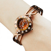 Модное женщин типа металла Аналоговые кварцевые часы браслет (бронза)