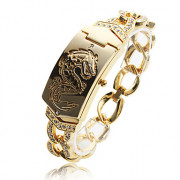 модной женской шт кварцевые часы браслет с золотыми группу сплава