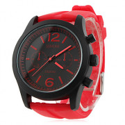мужчин и женщин силиконовые аналоговые кварцевые наручные часы (красный)