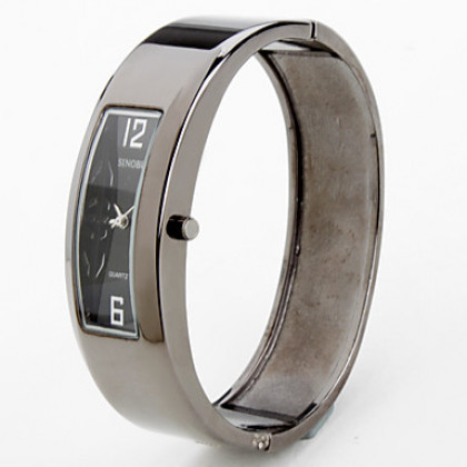 мужчин и женщин сплава аналоговые кварцевые часы браслет (черный)
