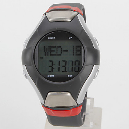 мужчины мульти-функциональный стиль резиновой цифровые автоматические наручные часы с монитор сердечного ритма (черный)